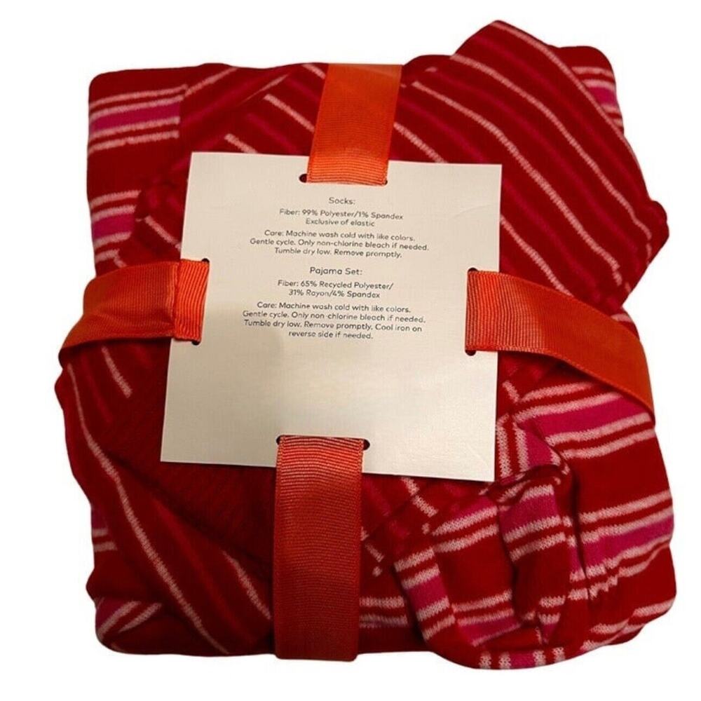 Colsie Intimates & Sleepwear Women's Red Striped 3 Piece Set Size L - Picture 4 of 5